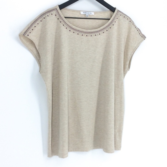ROSE + OLIVE Embroidered Cap Sleeve Top - Picture 2 of 8